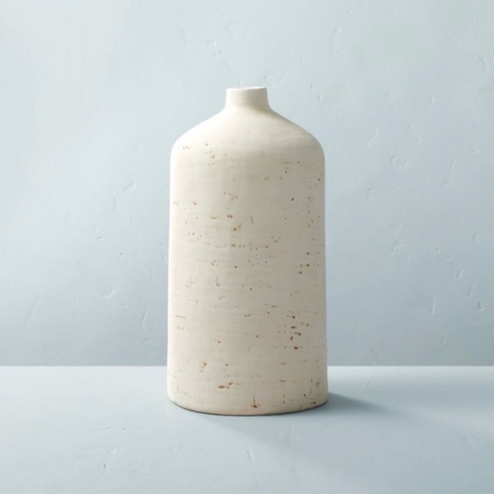Hearth & Hand Magnolia 16”Distressed Ceramic Vase Natural Cream-Large